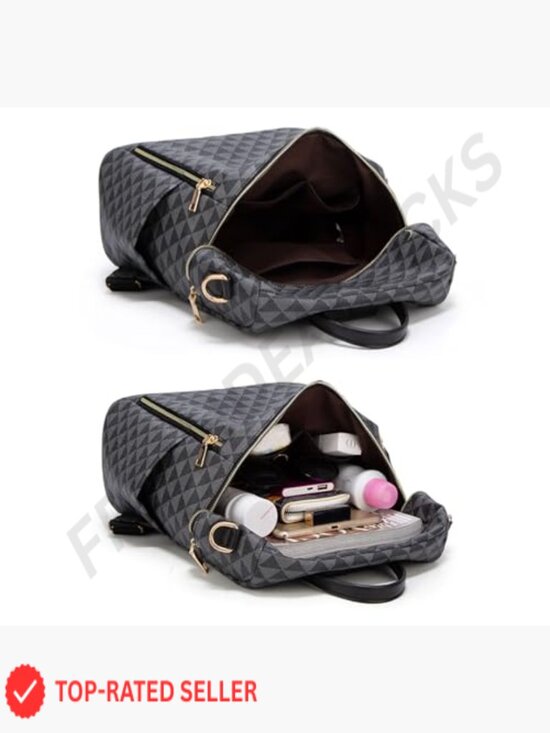 PU Leather Convertible Backpack Purse for Women Travel Laptop Daypack Adjustable